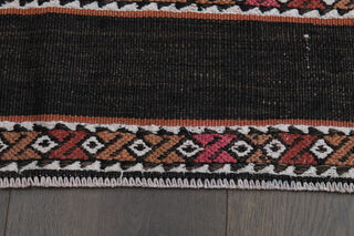 2x7, Orange Black Vintage Kilim Runner - Thumbnail