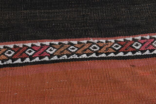 2x7, Orange Black Vintage Kilim Runner - Thumbnail