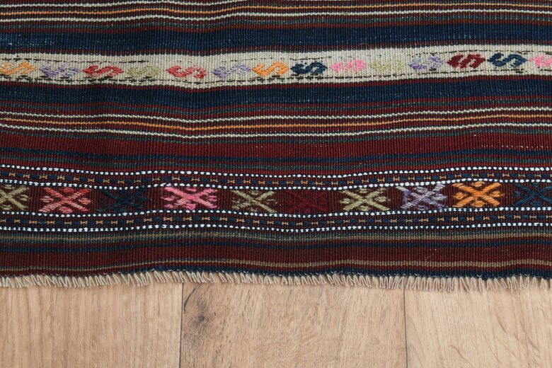 Striped Pattern Vintage Kilim Rug