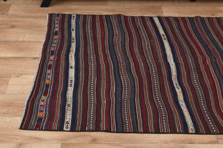 Striped Pattern Vintage Kilim Rug - Thumbnail