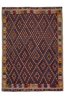 Ikat Pattern Vintage Kilim Rug - Thumbnail