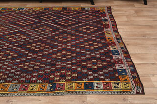 Ikat Pattern Vintage Kilim Rug - Thumbnail