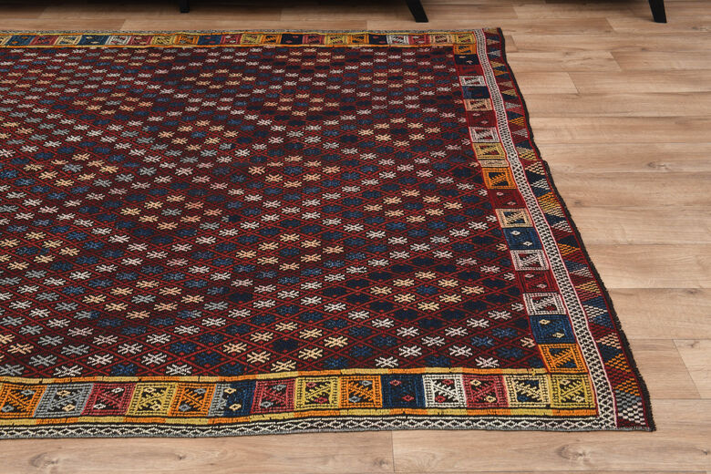 Ikat Pattern Vintage Kilim Rug