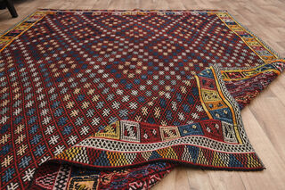 Ikat Pattern Vintage Kilim Rug - Thumbnail