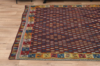 Ikat Pattern Vintage Kilim Rug - Thumbnail