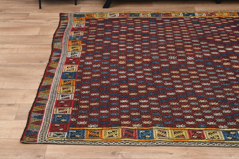 Ikat Pattern Vintage Kilim Rug