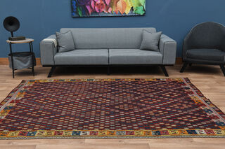 Ikat Pattern Vintage Kilim Rug - Thumbnail