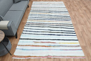 6x11, Flatweave Wide Turkish Kilim Runner - Thumbnail