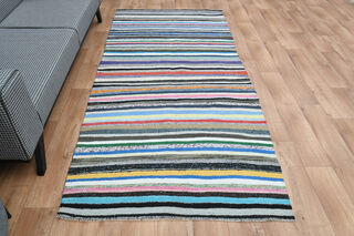 4x9, Colorful Vintage Kilim Runner - Thumbnail