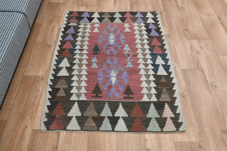 3x4, Geometric Pattern Vintage Kilim - Thumbnail