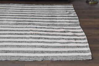 6x8, White Gray Flatweave Antique Kilim - Thumbnail