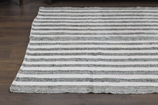 6x8, White Gray Flatweave Antique Kilim - Thumbnail