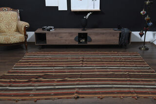 7x9, Rare Design Vintage Kilim Rug - Thumbnail