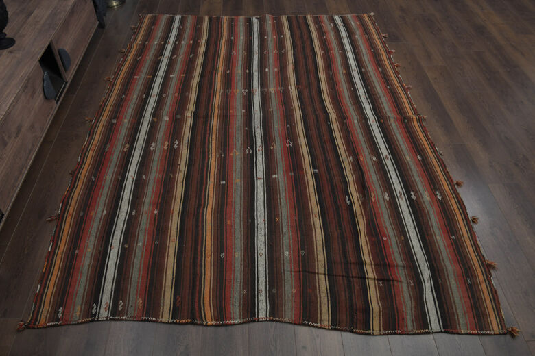 7x9, Rare Design Vintage Kilim Rug