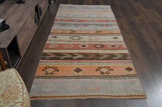 4x9, Boho Decor Turkish Kilim Rug - Thumbnail