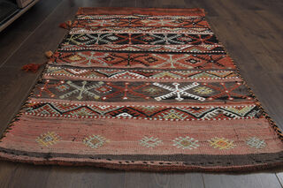 3x4, Washable Wool Vintage Kilim - Thumbnail