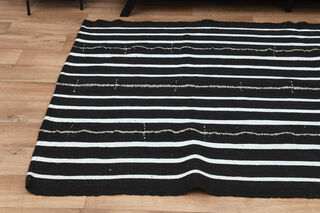 5x9, Striped Rustic Turkish Kilim Rug - Thumbnail