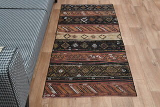 3x6, Rare Design Turkish Kilim Runner - Thumbnail