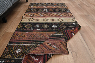 3x6, Rare Design Turkish Kilim Runner - Thumbnail