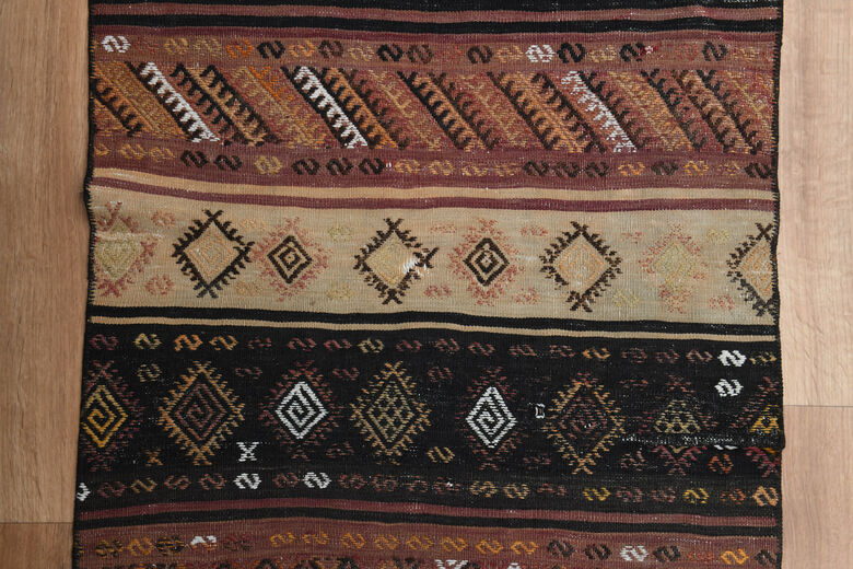 3x6, Rare Design Turkish Kilim Runner