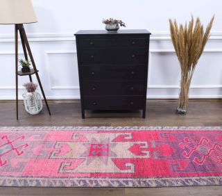 Vintage Hand-Knotted Runner Rug - Thumbnail