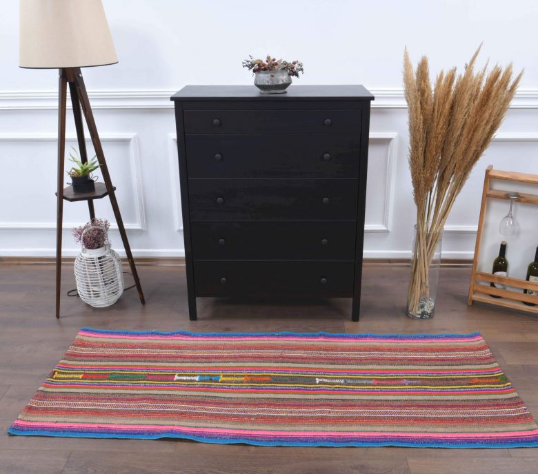 Colorful Turkish Vintage Kilim