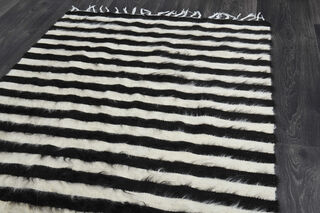 Black and White Striped Entry Rug, Small Accent Rugs