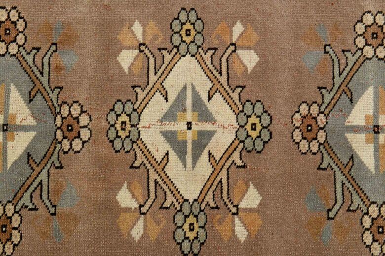 Soft Brown Milas Vintage Turkish Rug