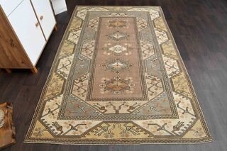 Soft Brown Milas Vintage Turkish Rug - Thumbnail