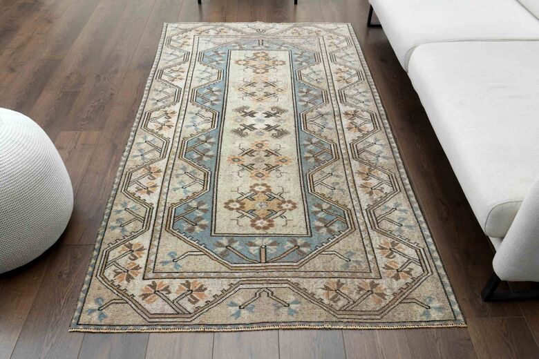 Wool Woven Vintage Turkish Rug