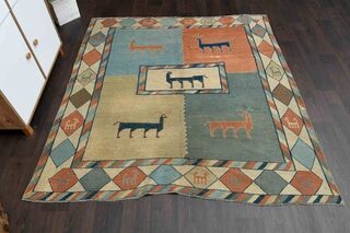 Handwoven Animal Print Vintage Rug - Thumbnail