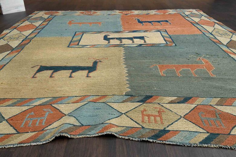 Handwoven Animal Print Vintage Rug