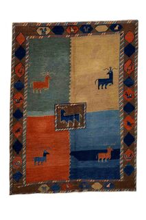 Animal Design Vintage Turkish Rug - Thumbnail