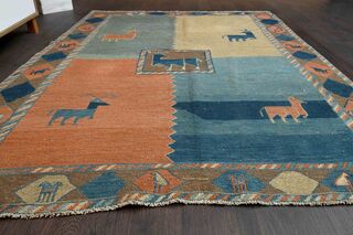 Animal Design Vintage Turkish Rug - Thumbnail