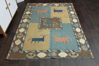 Animal Print Wool Vintage Rug - Thumbnail