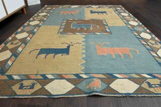 Animal Print Wool Vintage Rug - Thumbnail