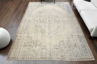 Neutral Antique Turkish Oushak Rug - Thumbnail