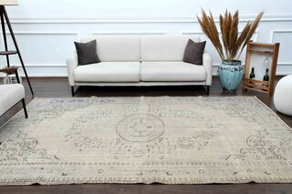 Neutral Antique Turkish Oushak Rug - Thumbnail