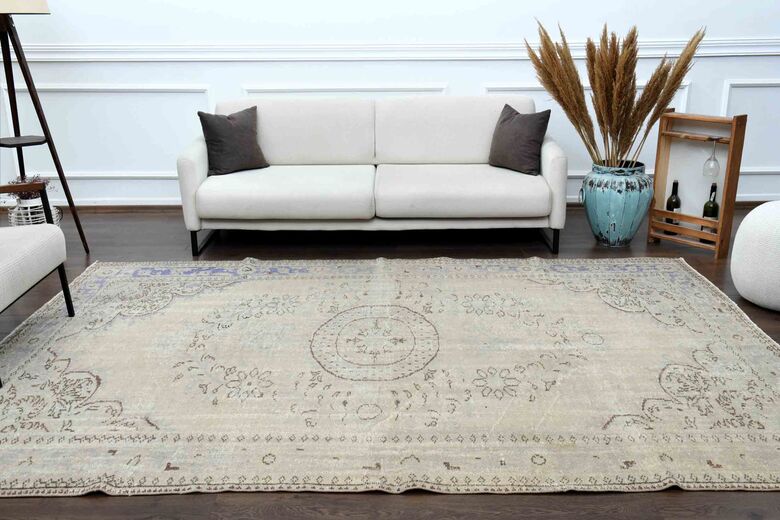 Neutral Antique Turkish Oushak Rug