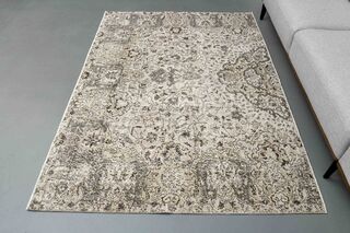 Neutral Floral Vintage Turkish Rug - Thumbnail