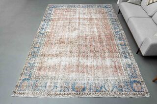 Turkish Antique Floral Rug - Thumbnail