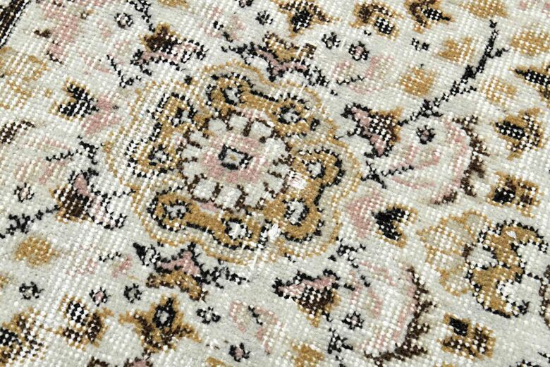 White Floral Rustic Rug