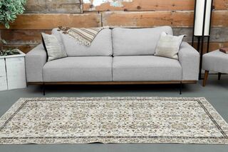 White Floral Rustic Rug - Thumbnail