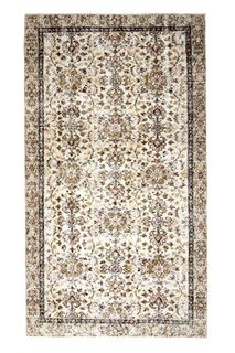 White Floral Rustic Rug - Thumbnail