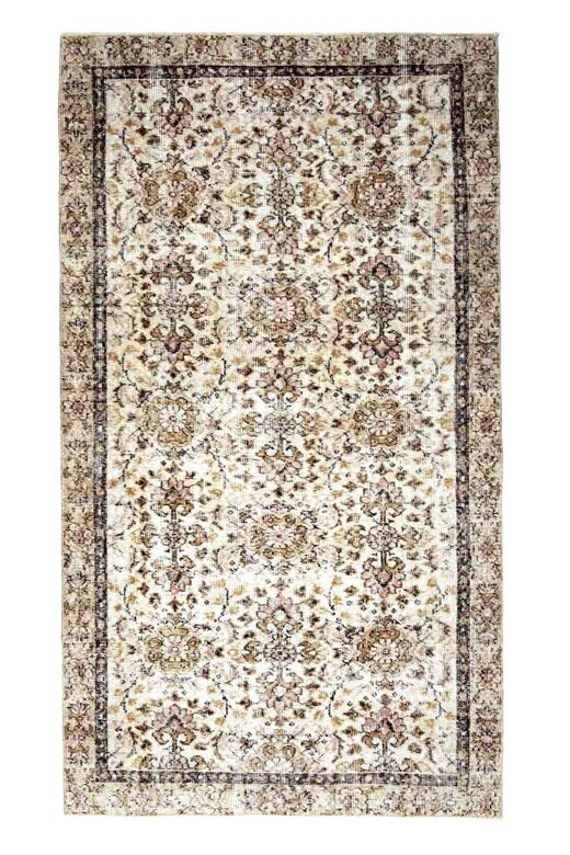 White Floral Rustic Rug