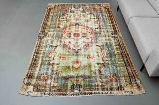 Green Distressed Vintage Rug - Thumbnail