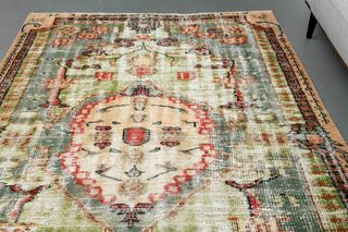 Green Distressed Vintage Rug - Thumbnail