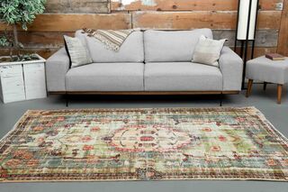 Green Distressed Vintage Rug - Thumbnail