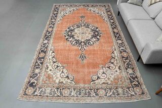 7x11 Medallion Vintage Turkish Rug - Thumbnail