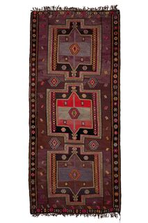 Flatweave Vintage Turkish Runner Rug - Thumbnail